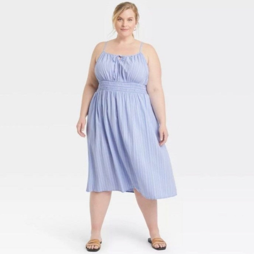 NWT AVA & VIV striped blue dress